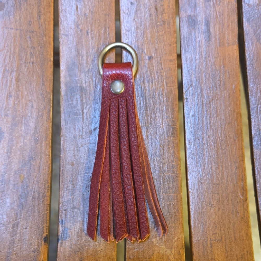 Portland Leather Ruby Red Tassel Key Chain